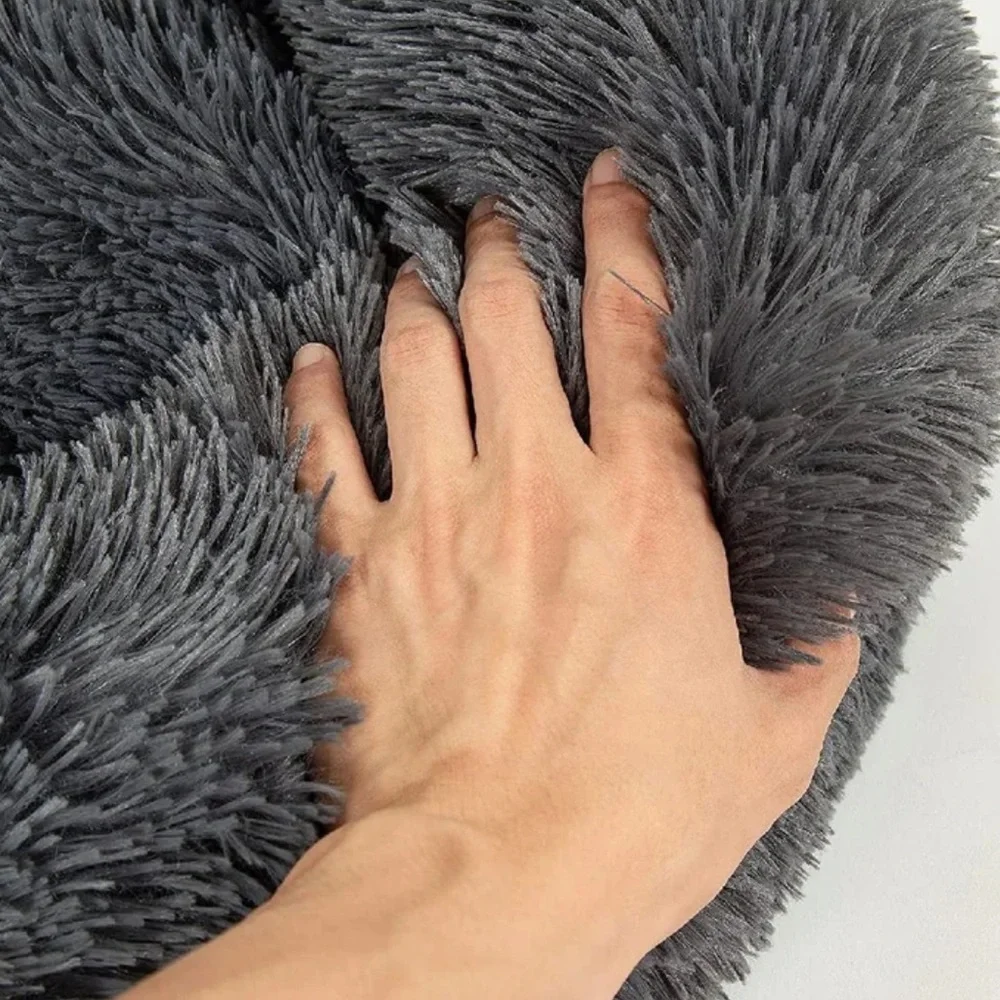 NEW Calming Round, Anti-Anxiety, Cozy Plush Faux Fur Cat/Sm Puppy Cushion Bed